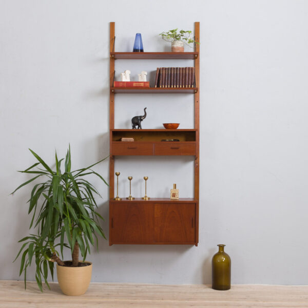 Danish one bay wall unit in teak entry shelving system s  scaled