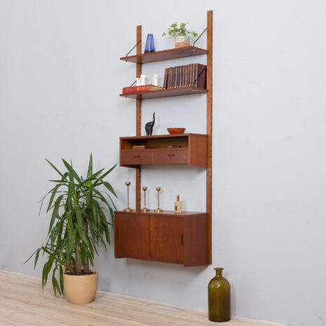 Danish one bay wall unit in teak entry shelving system s  scaled