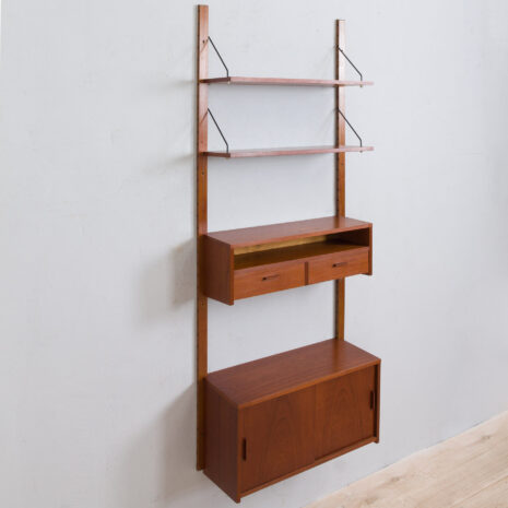22015 Danish one bay wall unit in teak, entry shelving system, 1960s-9 Danish one bay wall unit in teak entry shelving system s scaled