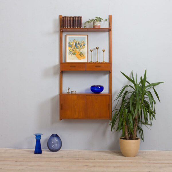 Danish Entry wall unit in teak one bay shelving system s  scaled