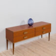 Italian mid century teak sideboard with drawers and leather handles s scaled