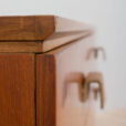 Italian mid century teak sideboard with drawers and leather handles s scaled