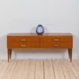 Italian mid century teak sideboard with drawers and leather handles s scaled