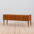 Italian mid century teak sideboard with drawers and leather handles s scaled