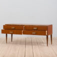 Italian mid century teak sideboard with drawers and leather handles s scaled