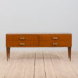 Italian mid century teak sideboard with drawers and leather handles s scaled