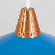 Vintage blue pendant lamp with copper Denmark s  scaled