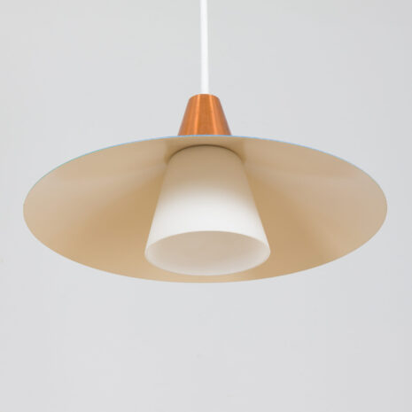 21190 Vintage blue pendant lamp with copper, Denmark 1960s-4 Vintage blue pendant lamp with copper Denmark s scaled