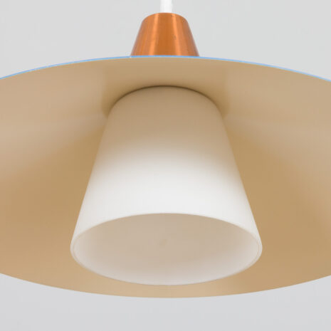 21190 Vintage blue pendant lamp with copper, Denmark 1960s-5 Vintage blue pendant lamp with copper Denmark s scaled