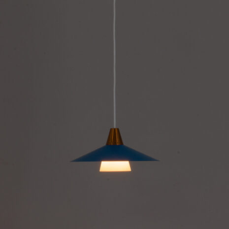 21190 Vintage blue pendant lamp with copper, Denmark 1960s-7 Vintage blue pendant lamp with copper Denmark s scaled