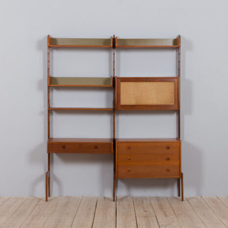 21407 Ergo wall unit in teak w- desk and secretary-3 Ergo wall unit in teak w desk and secretary scaled