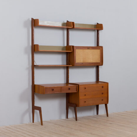 21407 Ergo wall unit in teak w- desk and secretary-5 Ergo wall unit in teak w desk and secretary scaled