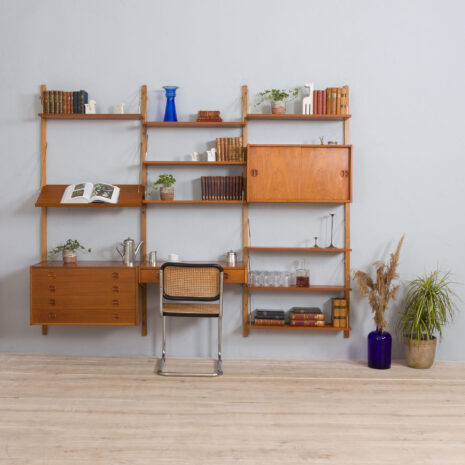 21417 3 bay teak wall unit w- chest of drawers -1 bay teak wall unit w chest of drawers scaled