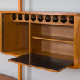 Scandinavian Rival bay free standing wall unit in teak with cabinets hidden bar cabinet and shelves scaled