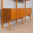 Scandinavian Rival bay free standing wall unit in teak with cabinets hidden bar cabinet and shelves scaled