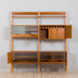 Scandinavian Rival bay free standing wall unit in teak with cabinets hidden bar cabinet and shelves scaled