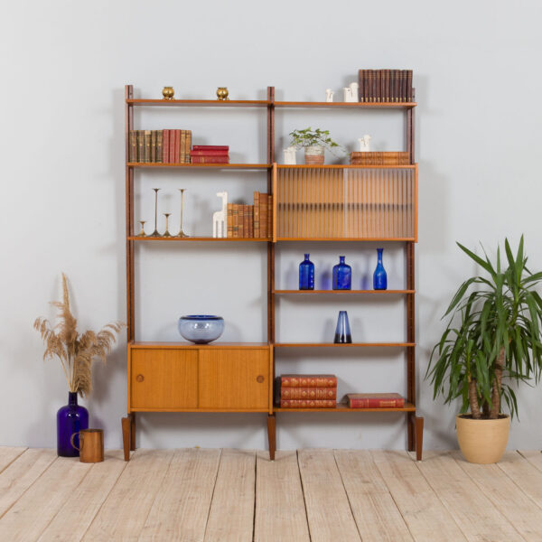Two bay modular teak wall unit by Sven Andersen MOBELFABRIKK Norway s  scaled