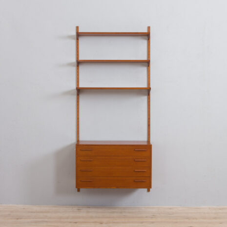 22011 Teak wall unit with a dresser, Kai Kristiansen mid century modular shelving system, 1960s-3 Teak wall unit with a dresser Kai Kristiansen mid century modular shelving system s scaled