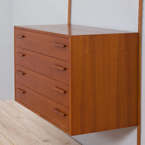 22011 Teak wall unit with a dresser, Kai Kristiansen mid century modular shelving system, 1960s-7 Teak wall unit with a dresser Kai Kristiansen mid century modular shelving system s scaled