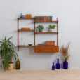 Modular teak wall unit with Kai Kristiansen chest of drawers Denmark s  scaled