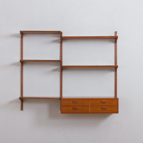 22013 Modular teak wall unit with Kai Kristiansen chest of drawers, Denmark, 1960s-3 Modular teak wall unit with Kai Kristiansen chest of drawers Denmark s scaled
