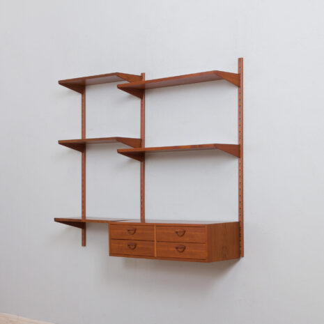 22013 Modular teak wall unit with Kai Kristiansen chest of drawers, Denmark, 1960s-4 Modular teak wall unit with Kai Kristiansen chest of drawers Denmark s scaled