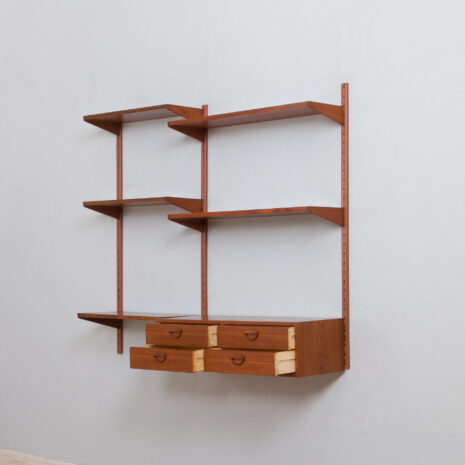 22013 Modular teak wall unit with Kai Kristiansen chest of drawers, Denmark, 1960s-5 Modular teak wall unit with Kai Kristiansen chest of drawers Denmark s scaled