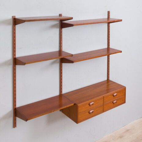 22013 Modular teak wall unit with Kai Kristiansen chest of drawers, Denmark, 1960s-7 Modular teak wall unit with Kai Kristiansen chest of drawers Denmark s scaled