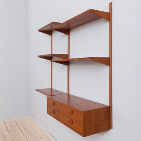 22013 Modular teak wall unit with Kai Kristiansen chest of drawers, Denmark, 1960s-8 Modular teak wall unit with Kai Kristiansen chest of drawers Denmark s scaled