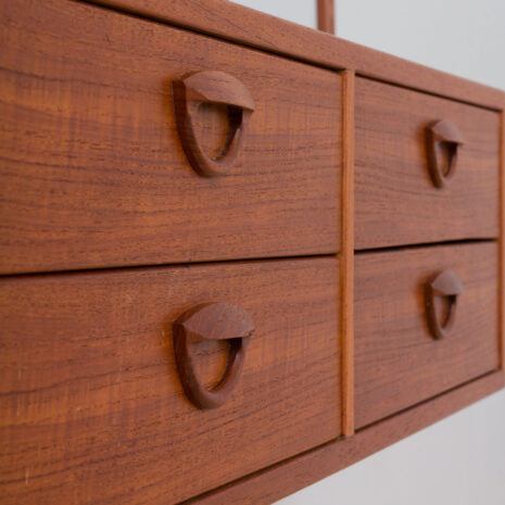 22013 Modular teak wall unit with Kai Kristiansen chest of drawers, Denmark, 1960s-9 Modular teak wall unit with Kai Kristiansen chest of drawers Denmark s scaled