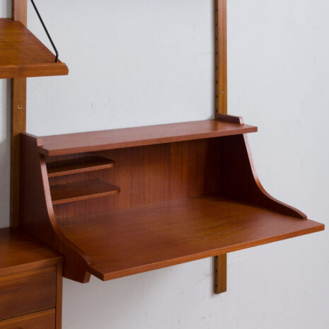 22014 Danish teak wall unit with a desk, attr. To Cadovius Sorensen, 1960s-10 Danish teak wall unit with a desk attr