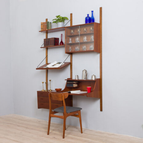 Danish teak wall unit with a desk attr
