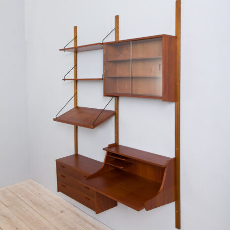 22014 Danish teak wall unit with a desk, attr. To Cadovius Sorensen, 1960s-9 Danish teak wall unit with a desk attr
