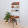 Danish teak wall unit with a desk and modular shelves s scaled