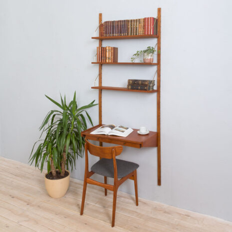 22017 Danish teak wall unit with a desk and 3 modular shelves, 1960s-3 Danish teak wall unit with a desk and modular shelves s scaled