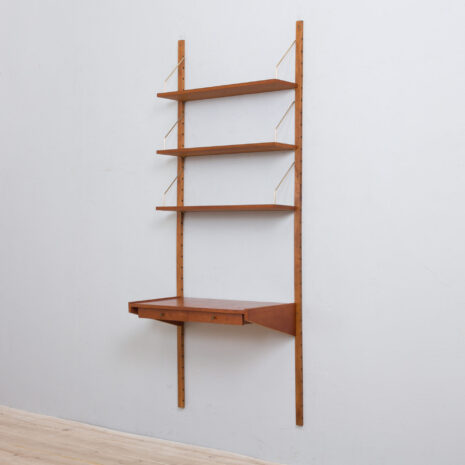 22017 Danish teak wall unit with a desk and 3 modular shelves, 1960s-5 Danish teak wall unit with a desk and modular shelves s scaled