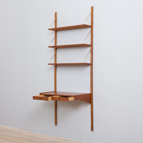22017 Danish teak wall unit with a desk and 3 modular shelves, 1960s-6 Danish teak wall unit with a desk and modular shelves s scaled