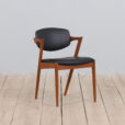 Teak chair Kai Kristiansen in black leather s scaled
