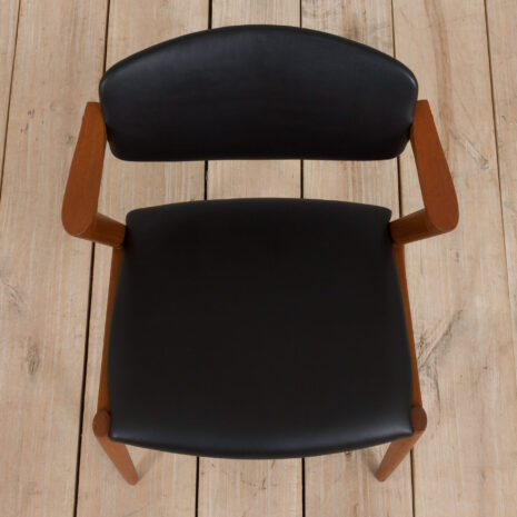 22051 Chaise 42 en teck Kai Kristiansen en cuir noir, 1960-11 Teak chair Kai Kristiansen in black leather s scaled