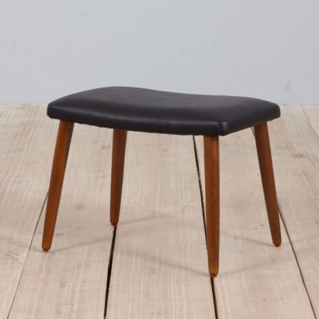 21242 Vintage Danish Footrest stool in black leather with solid teak legs-1 Vintage Danish Footrest stool in black leather with solid teak legs scaled