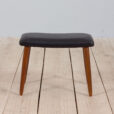 Vintage Danish Footrest stool in black leather with solid teak legs scaled