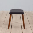 Vintage Danish Footrest stool in black leather with solid teak legs scaled