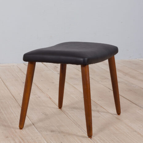 21242 Vintage Danish Footrest stool in black leather with solid teak legs-4 Vintage Danish Footrest stool in black leather with solid teak legs scaled