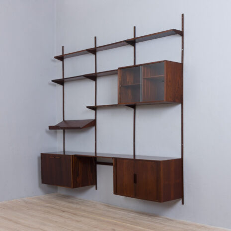 21401 Kai Kristiansen modular shelving system rosewood 3 bay wall unit, 1960s-6 Kai Kristiansen modular shelving system rosewood bay wall unit s scaled