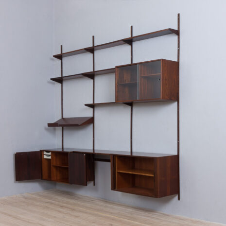 21401 Kai Kristiansen modular shelving system rosewood 3 bay wall unit, 1960s-7 Kai Kristiansen modular shelving system rosewood bay wall unit s scaled