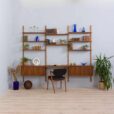 Modular teak wall unit with cabinets and home office desk space PS Sorensen Cadovius shelving system Denmark s
