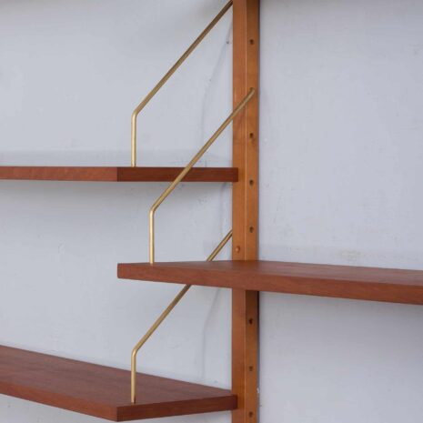 22030 Modular teak wall unit with 2 cabinets and home office desk space, PS Sorensen Cadovius shelving system, Denmark 60s-12 Modular teak wall unit with cabinets and home office desk space PS Sorensen Cadovius shelving system Denmark s