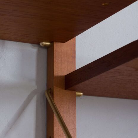 22030 Modular teak wall unit with 2 cabinets and home office desk space, PS Sorensen Cadovius shelving system, Denmark 60s-15 Modular teak wall unit with cabinets and home office desk space PS Sorensen Cadovius shelving system Denmark s