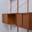 Modular teak wall unit with cabinets and home office desk space PS Sorensen Cadovius shelving system Denmark s