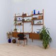 Modular teak wall unit with cabinets and home office desk space PS Sorensen Cadovius shelving system Denmark s